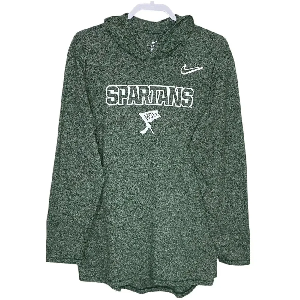 Nike Hoodie XL Green MSU Spartans Sweatshirt Michigan State Lightweight Athletic